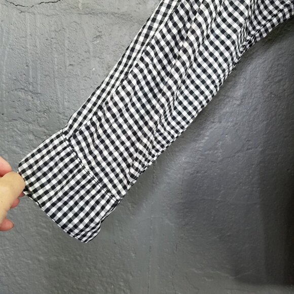 INDIBRAND Popover Blouse Women's L Collared Gingham Check Long Sleeve Cotton - Picture 6 of 14